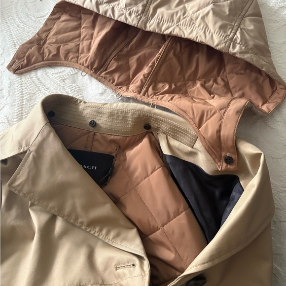 New Coach Quilted Long Trench Coat in Classic Khaki - Picture 11 of 15